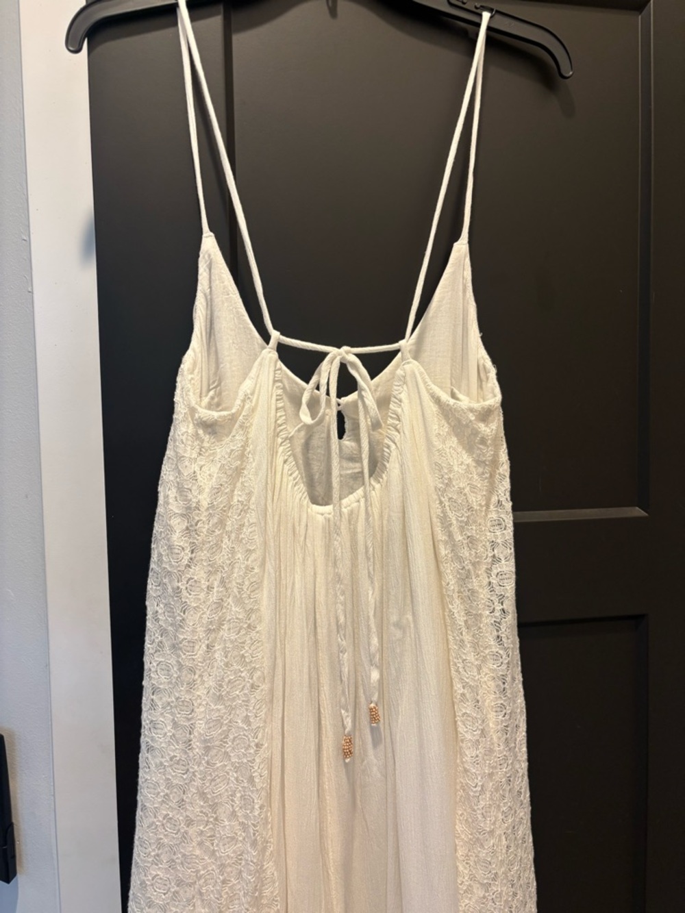 Free People Trail Of Flowers Maxi Dress Lace Ivory White Small NWT NEW bead tie - Picture 10 of 14